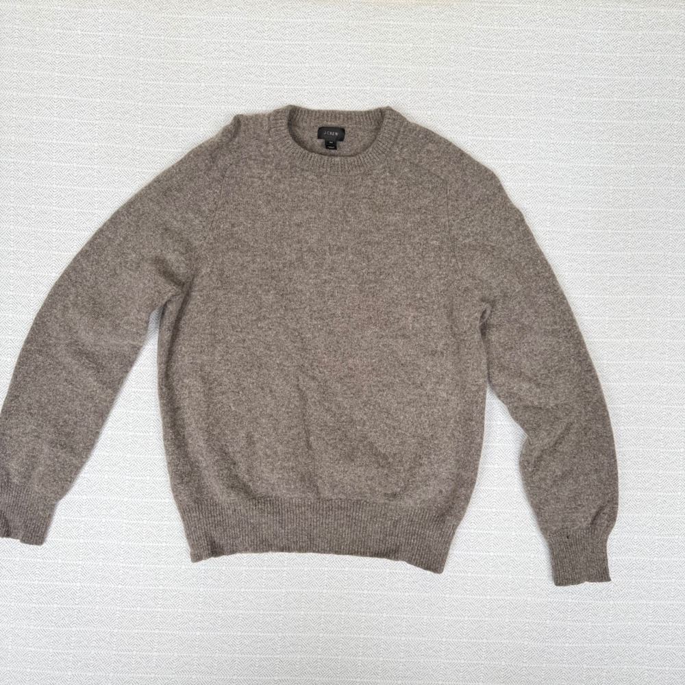 J.Crew Womens 100% Lambswool Crewneck Sweater Heather Brown Taupe Size M